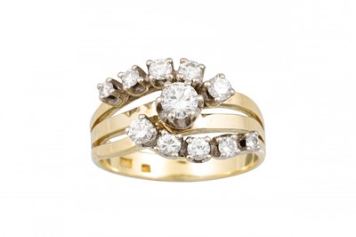 Lot 313 - A DIAMOND CLUSTER RING, off-set in 14ct white...