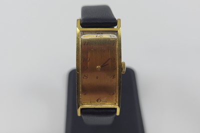 Lot 434 - A MONDIA TANK UNISEX WRISTWATCH, gold tone,...