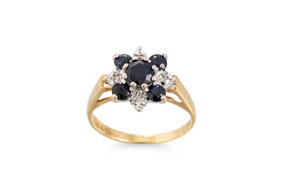 Lot 287 - A SAPPHIRE AND DIAMOND CLUSTER RING, mounted...