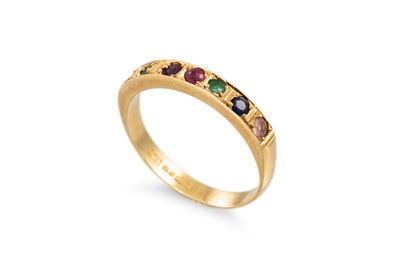 Lot 290 - A MULTI-GEM SET ACROSTIC RING, spelling...