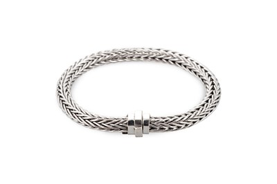 Lot 73 - AN 18CT WHITE GOLD BARLEY LINK BRACELET, with...