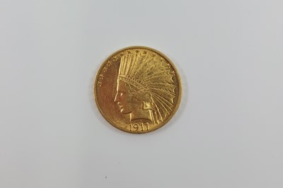 Lot 452 - A 1911 GOLD INDIAN HEAD TEN DOLLAR $10 EAGLE...