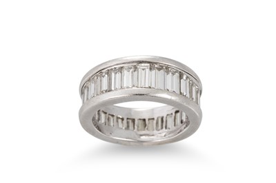 Lot 346 - A BAGUETTE DIAMOND FULL BANDED ETERNITY RING,...