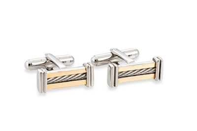 Lot 371 - A MODERN PAIR OF B'JOY BI-METAL CUFF LINKS, boxed