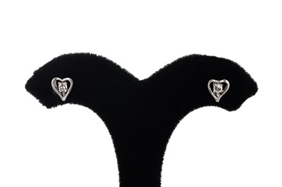 Lot 12 - A PAIR OF DIAMOND SET EARRINGS, heart shaped,...