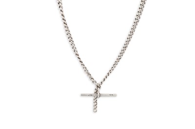 Lot 173 - AN ANTIQUE SILVER ALBERT CHAIN, with T-bar, 18"