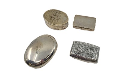 Lot 492 - A COLLECTION OF FOUR ANTIQUE SILVER SNUFF...