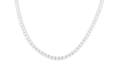 Lot 357 - A FINE DIAMOND LINE NECKLACE, the round...
