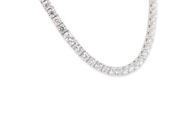 Lot 357 - A FINE DIAMOND LINE NECKLACE, the round...