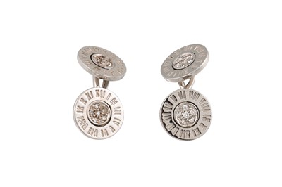 Lot 380 - A PAIR OF DIAMOND AND WHITE GOLD CUFFLINKS,...