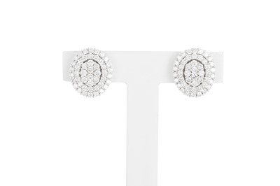 Lot 351 - A PAIR OF DIAMOND CLUSTER EARRINGS, the round...