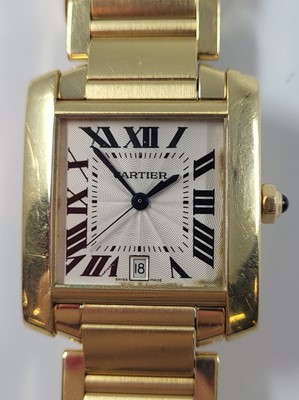 Lot 413 - A GENT'S 18CT YELLOW GOLD CARTIER TANK...