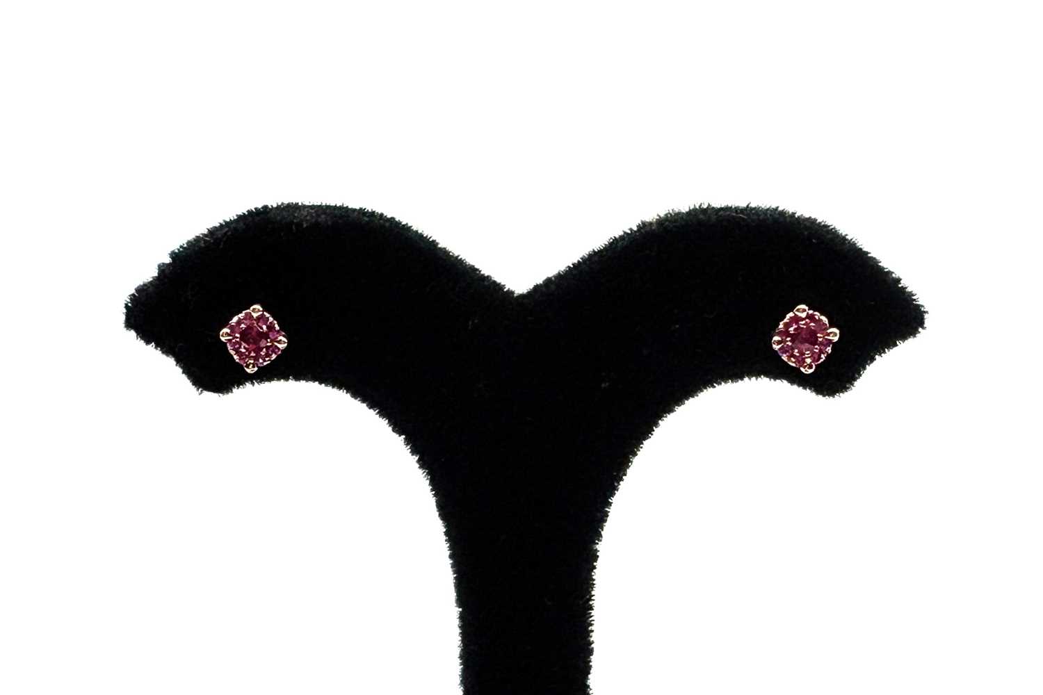 A PAIR OF PINK SAPPHIRE CLUSTER EARRINGS, the...