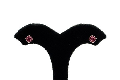 A PAIR OF PINK SAPPHIRE CLUSTER EARRINGS, the...