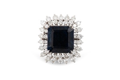 Lot 60 - A SAPPHIRE AND DIAMOND RING, mounted in 14ct...