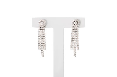 Lot 382 - A PAIR OF DIAMOND CLUSTER DROP EARRINGS,...
