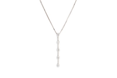 Lot 79 - A FIVE STONE DIAMOND PENDANT, mounted in 18ct...