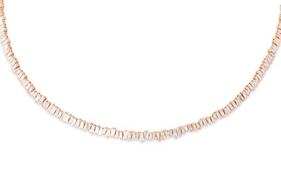 Lot 302 - A DIAMOND OPEN COLLAR NECKLACE, set throughout...