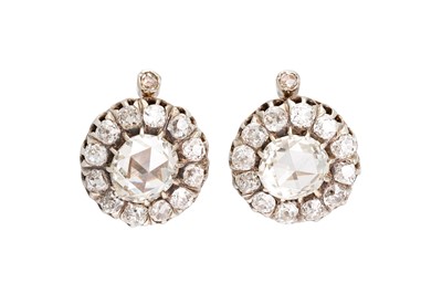 Lot 45 - A PAIR OF ANTIQUE DIAMOND CLUSTER EARRINGS, of...