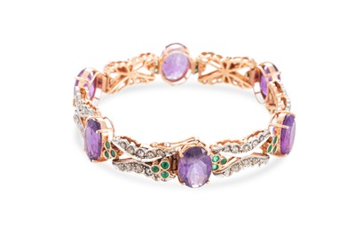 Lot 184 - A VINTAGE AMETHYST, EMERALD AND DIAMOND...