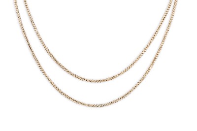 Lot 30 - AN ANTIQUE MUFF CHAIN, length ca. 54"