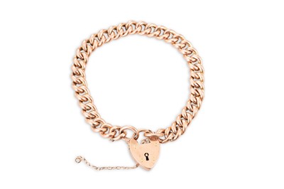 Lot 42 - A 9CT ROSE GOLD CURB LINK BRACELET, with...