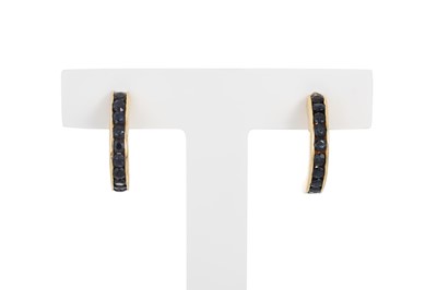 Lot 95 - A PAIR OF POSSIBLY SYNTHETIC SAPPHIRE HALF...