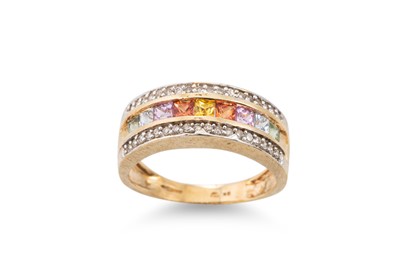 Lot 124 - A SAPPHIRE AND DIAMOND SET BAND RING, the...