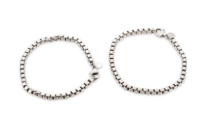 Lot 168 - TWO TIFFANY & CO SILVER (.925) BOX LINK...