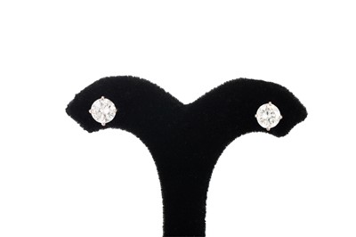Lot 310 - A PAIR OF DIAMOND STUD EARRINGS, mounted in...
