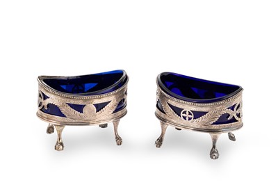 Lot 517 - A PAIR OF GEORGE III OVAL SILVER OPEN SALTS,...