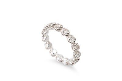 Lot 279 - A DIAMOND FULL BANDED ETERNITY RING, mounted...