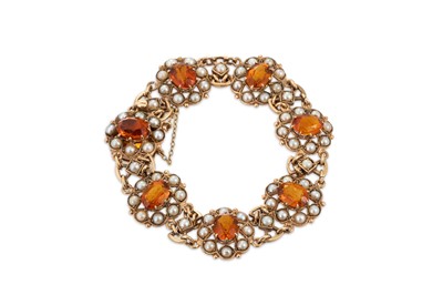 Lot 224 - A 9CT YELLOW GOLD CITRINE & SEED PEARL...