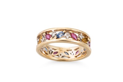 Lot 199 - A DIAMOND, RUBY & SAPPHIRE FULL BANDED...