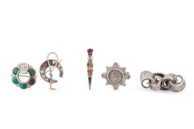 Lot 58 - A COLLECTION OF VICTORIAN SILVER BROOCHES,...