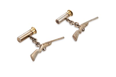 Lot 172 - A PAIR OF MODERN SILVER CUFF LINKS, by Mappin...