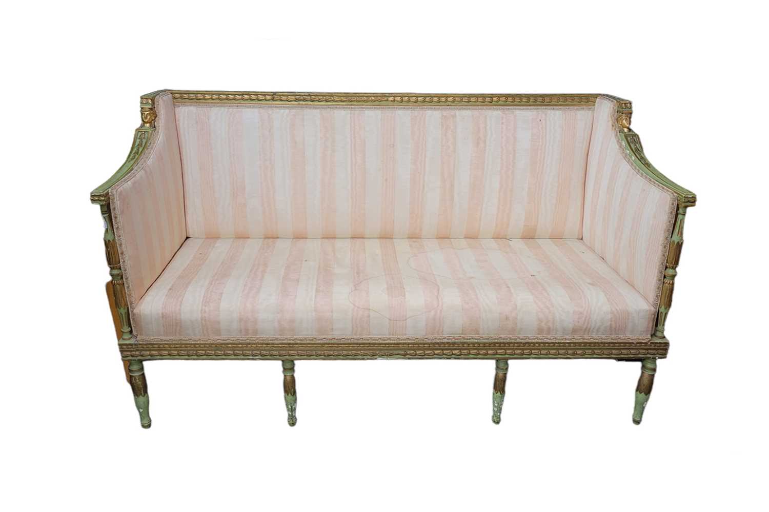 Lot 566 - AN ANTIQUE NEOCLASSICAL FORMAL TWO SEATER...