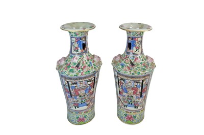Lot 507 - A PAIR OF ANTIQUE CHINESE TALL BALUSTER FAMILE...