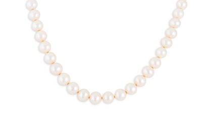 Lot 53 - A STRING OF CULTURED PEARLS, to a 14ct white...