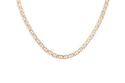 Lot 251 - A 9CT GOLD FLAT MARINE LINK NECKLACE, 23",...