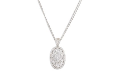 Lot 331 - A DIAMOND SET PENDANT, of openwork geometric...