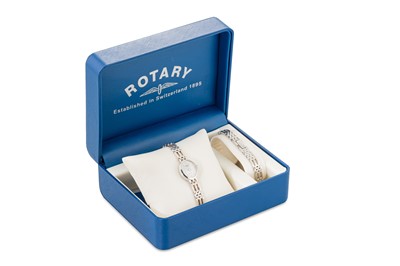 Lot 412 - A LADY'S ROTARY STAINLESS STEEL WRISTWATCH,...