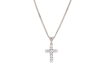 Lot 356 - A DIAMOND SET CROSS PENDANT, mounted in 18ct...