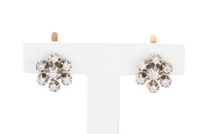 Lot 206 - A PAIR OF DIAMOND SET CLUSTER EARRINGS,...