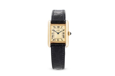 Lot 390 - A MUST DE CARTIER GOLD PLATED ON SILVER TANK...