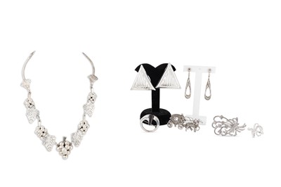 Lot 497 - A COLLECTION OF STERLING SILVER JEWELLERY, a...