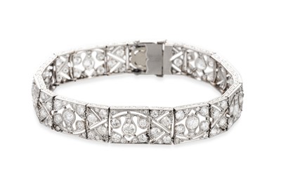 Lot 244 - A VINTAGE DIAMOND SET ART DECO BRACELET, the...