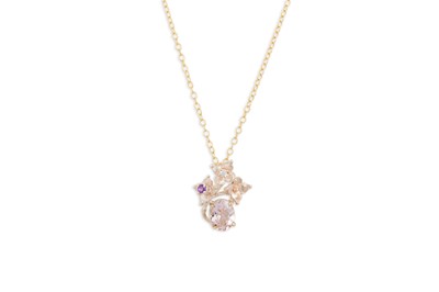 Lot 217 - A MORGANITE AND DIAMOND FLORAL PENDANT,...
