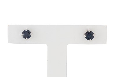 Lot 16 - A PAIR OF SAPPHIRE STUD EARRINGS, the round...