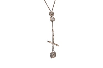 Lot 112 - A SILVER WATCH CHAIN, with retractable pencil